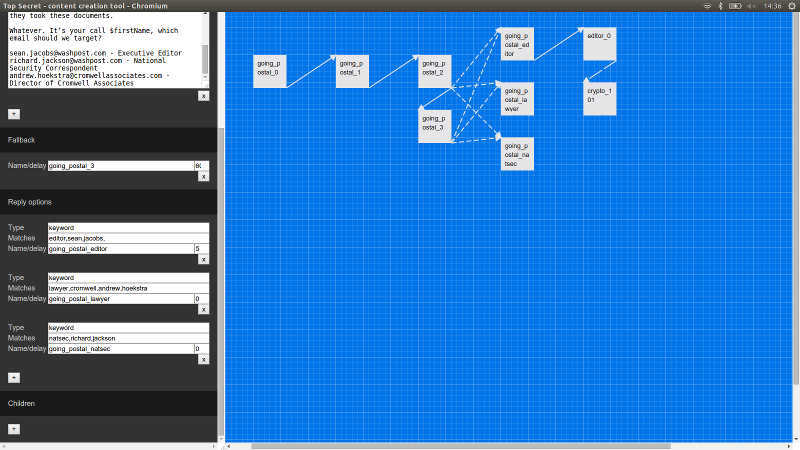 Editor with message panel on left and content area on right